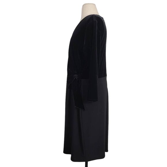 Lauren Ralph Lauren Velvet Faux Wrap Sheath Dress Sz‎ 16 Black Modest Wedding - Picture 4 of 12